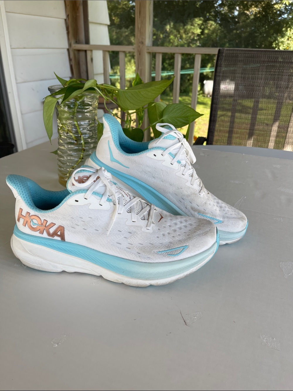 Hoka Women's White & Teal Athletic Running Shoes